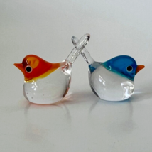 New Colors!!! Murano Glass Handcrafted Mini Lovely Bird Figurine Set, Gl... - $37.21