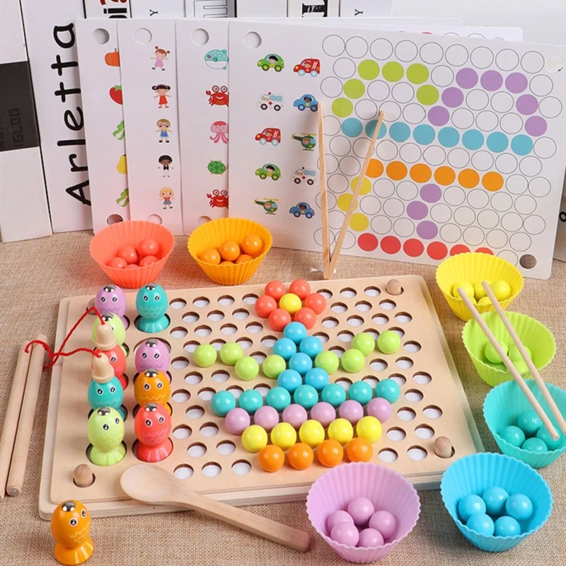 Montessori Educational Wooden Toys Training Clip Ball Sorters Toys For Children - £14.93 GBP+