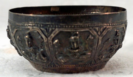 Antique Burmese / Thai Repousse Silver Thabeik Bowl Water Offering - Dan... - $149.00