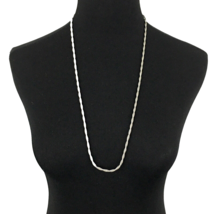 CROWN TRIFARI silver-tone twisted rope necklace - vintage 30&quot; thick shiny chain - £23.70 GBP