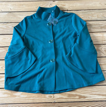Susan graver NWOT women’s 3/4 sleeve button front jacket size S green f11 - £16.25 GBP