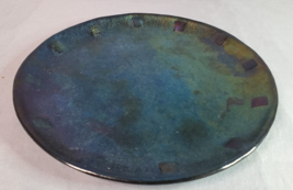 Lynn Latimer Iridized Art Glass Fused Plate Kilnformed 1994 Square Border 8&quot; - £55.19 GBP