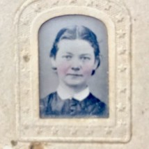 Woman 1800s Tin Type Photograph Vintage Photo Antique Small Martha Maddell - £11.75 GBP