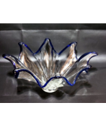 Large 18&quot; Murano / Murano Style UNSIGNED Art Glass Bowl Handmade With Bl... - $85.51 CAD