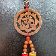 Carving Jade Ohm OM AUM Symbol Yoga Buddhism Hinduism Pendant / Car Hanging - £157.24 GBP