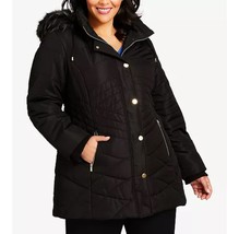 Avenue Women&#39;s Plus Wave Removable Hood Black Quilted Puffer Jacket 14/16 NWT - £65.76 GBP