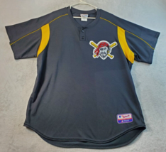 Pittsburgh Pirates Majestic Polo Shirt Mens Size XL Black Short Sleeve Baseball - £58.76 GBP