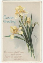 Vintage Postcard Easter Lilies Greeting Embossed White Border Early 1900&#39;s - £5.44 GBP