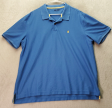 IZOD Polo Shirt Mens Size 2XL Blue Cotton Short Casual Sleeve Slit Logo Collared - £14.42 GBP