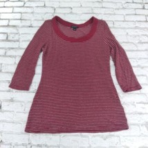 Banana Republic Shirt Women Large Red Striped Metallic Scoop Neck 3/4 Sleeve Top - £13.71 GBP