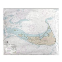 Betsy Drake Nantucket Island, MA Nautical Map Fleece Throw - £54.48 GBP