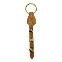 Fox Charm Natural Light Brown Leather Sleigh Bell Door Hanger Made is USA - $42.98