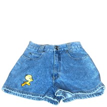 Tweety Bird Jean Shorts 90s Hi Rise Looney Tunes CMG Womens 9 High Waist Vintage - £16.88 GBP