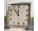 Vintage ART DECO 8 Day 6 Rubis Wind Up Shelf or Mantle Clock Chrome Gree... - $239.00