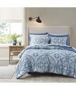Comfort Spaces Bed In A Bag - Trendy Casual Design Cozy, Damask Blue 9 Pc.. - $1,466.29 MXN
