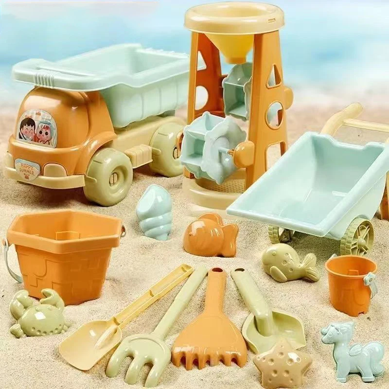 Children&#39;s Outdoor Beach Toys Fun Shovel Mold Beach Bucket Set Storage Sand - £12.34 GBP+