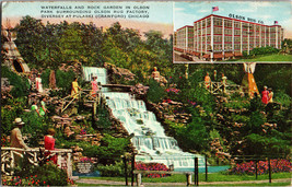 Vtg Postcard Illinois Chicago Waterfalls and Rock Garden Olson Park. Olson Rug - £4.44 GBP
