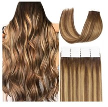 Loxxy Human Hair Tape in Extensions Invisible Brazilian Remy Hair Ombre... - $45.37