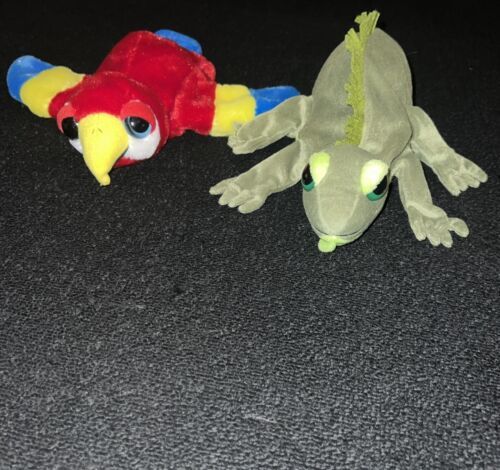 Lot of 2 Caltoy Iguana and Parakeet Hand Puppets Glove Stuffed Animal Toy - $27.00