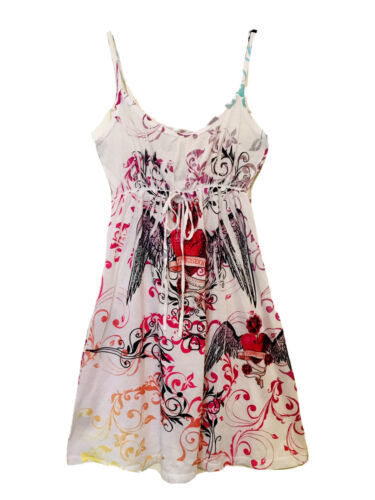 Ocean Breeze Womens Jr. S White Floral Beaded Winged Heart Floral Beach ... - $10.95