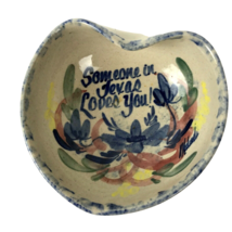 Vtg Stoneware Small Bowl Heart shaped Yesteryears Hand Turned Marshall Texas USA - £13.42 GBP