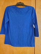 Basic Editions Blue Long Sleeve Shirt Women&#39;s Size Small Scoop Neck - £7.09 GBP