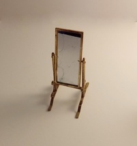 Vintage Doll Miniature Cheval Glass Floor Stand Up Mirror Brass Swinging Mirror - £7.74 GBP