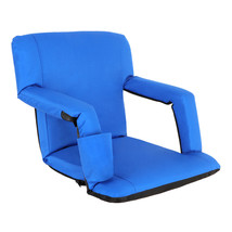 Wide Stadium Seat For Bleachers With Back Support Extra Thick Cushion Chair Blue - £59.94 GBP