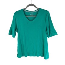 Chicos Womens The Ultimate Tee Supima Cotton V Neck Green L - £15.04 GBP