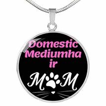 Domestic Mediumhair Cat Mom Necklace Circle Pendant Stainless Steel Or 18k Gold  - £47.44 GBP