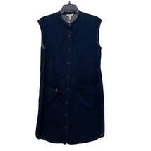 Eileen Fisher Denim Blue Shirt Dress Womens Small Sleeveless Button Up NEW - $68.00