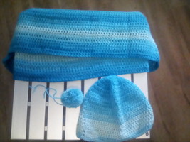 Handcrafted Crocheted Infinity Scarf with hat - £27.52 GBP