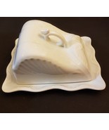 NEW White Porcelain Covered Cheese Plate Tray VTG Style Wedge Lid Maryla... - £15.51 GBP