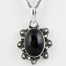 Solid 925 Sterling Silber Schwarz Stern Anhänger Halskette Damen PSV-2183 - £22.61 GBP+