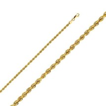 Genuine 14k Yellow Gold 3mm Regular Hollow Rope Chain Necklace 18&quot; 20&quot; 22&quot; 24&quot; - £352.18 GBP+