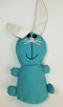 Vintage Handmade Fabric Cloth Stuffed Rabbit Stuffed Animal 1970s Blue Bunny - £15.42 GBP