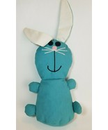 Vintage Handmade Fabric Cloth Stuffed Rabbit Stuffed Animal 1970s Blue B... - £15.49 GBP