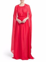 NWT Rachel Zoe Henrietta in Pink Red Silk Chiffon Cape Back Grecian Gown 2 $795 - £98.62 GBP