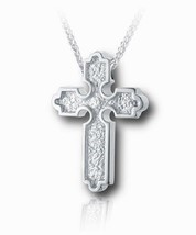 Sterling Silver Roman Slider Cross Funeral Cremation Urn Pendant with Chain - £266.52 GBP