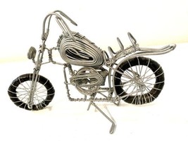 Vintage Handmade Metal Wire Chopper Motorcycle Sculpture About 9 X 5 Inches - £22.38 GBP