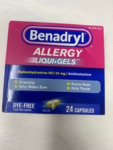 Benadryl Liqui-Gels Allergy Medicine Dye-Free Liquid Gel Capsules  24 Ca... - $9.69