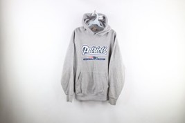 Vintage Y2K 2005 Mens Medium Spell Out New England Patriots Football Hoodie Gray - £44.60 GBP