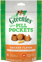 Greenies Feline Pill Pockets Cat Treats Chicken Flavor 270 count (6 x 45 ct) Gre - £53.16 GBP