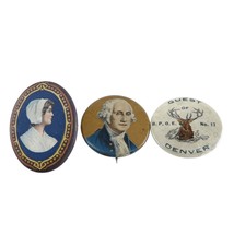 c1900 Pinback buttons lot Bakers Chocolate, George Washington, and BPOE ... - $123.75