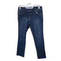 YMI Jeans Women&#39;s Skinny Mid Rise Size 13 Blue Dark Wash Denim Embroider... - $21.29