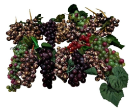 Artificial Faux Grape Clusters Fruit Lot of 17 Mixed Colors Rubber and Plastic - $35.51