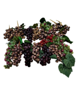 Artificial Faux Grape Clusters Fruit Lot of 17 Mixed Colors Rubber and P... - £26.64 GBP