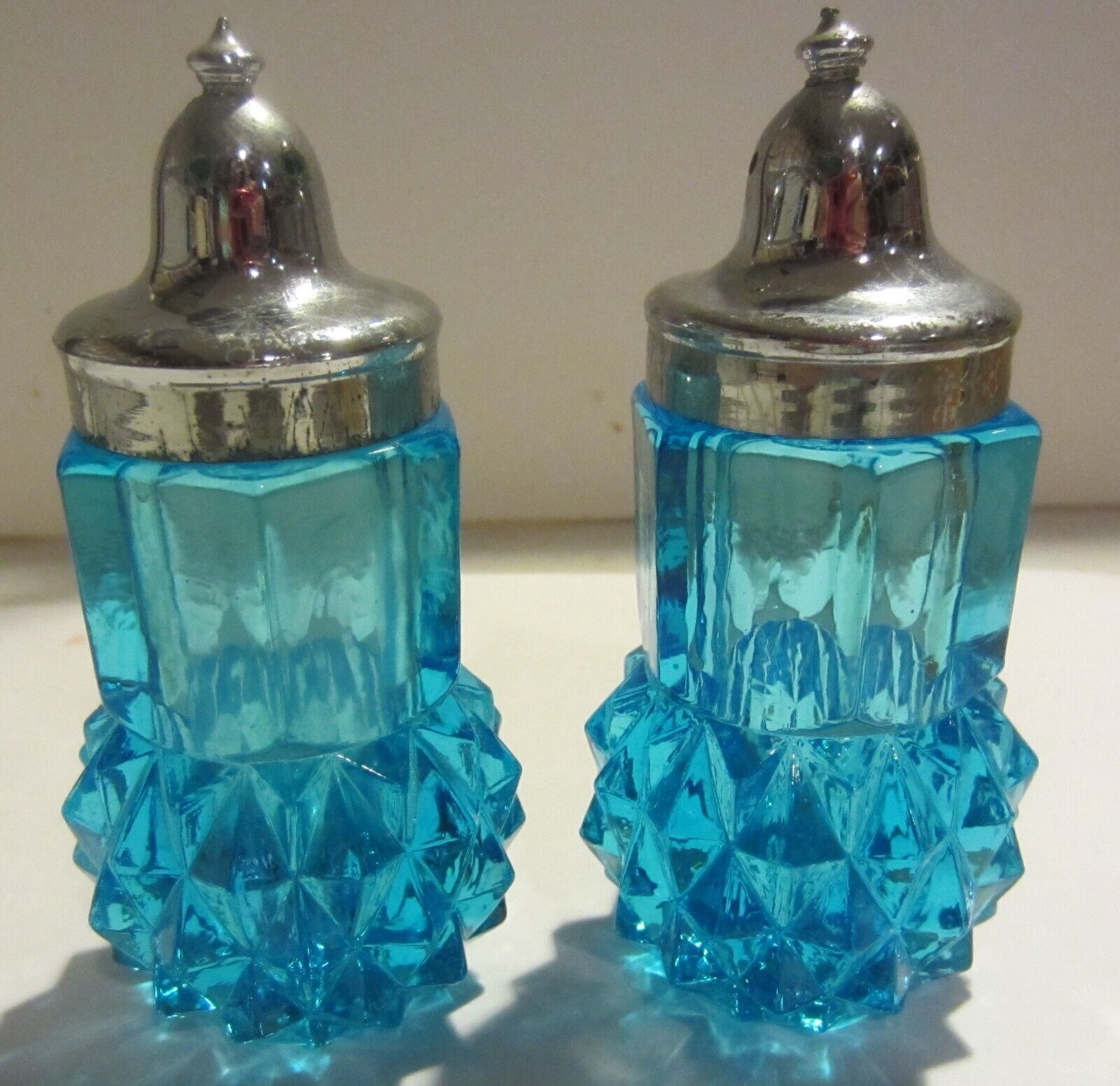 Vintage Indiana Glass Diamond Point Salt & Pepper Shakers - $17.69