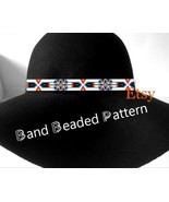 Peyote Stitch Hatband Delica Beads Pattern No128 - Blue White Feathers Band - $5.81 CAD