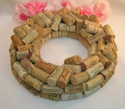 Wine Cork Wreath Hand Crafted From Real Wine Bottle Corks Home Bar Decor - £23.97 GBP